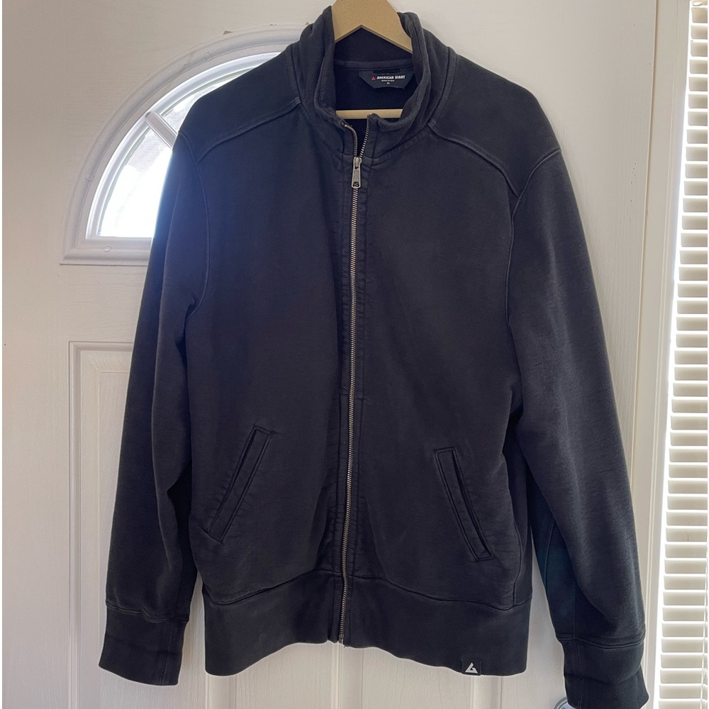 MOTO FULL ZIP American Giant heavyweight fleece men's sweatshirt.